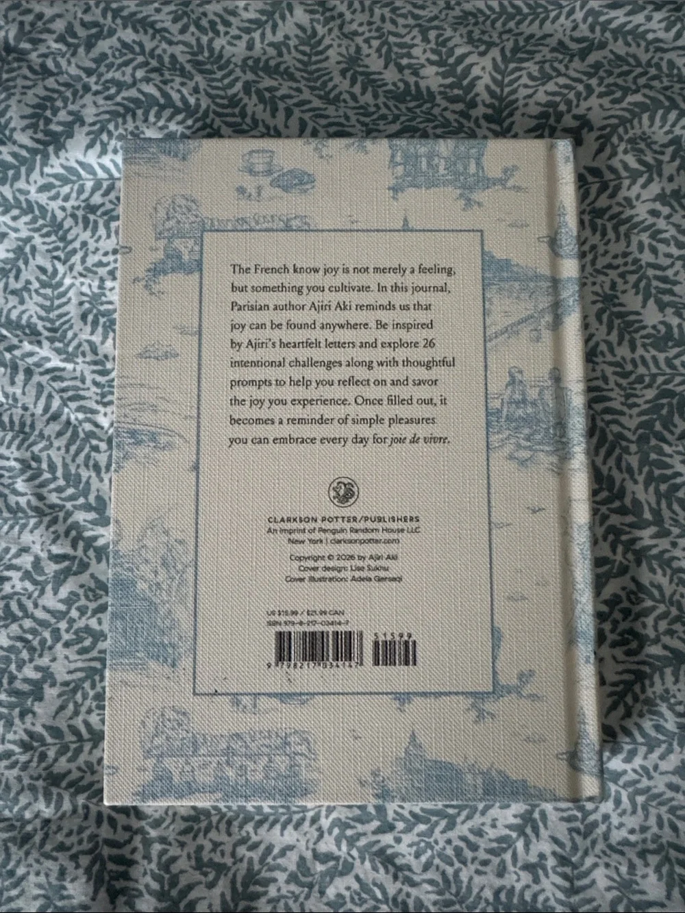 Joie Cream and Blue Hardcover Guided Journal